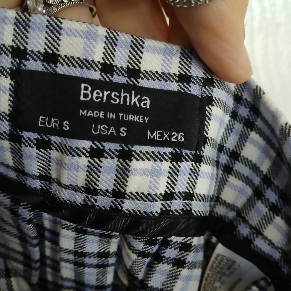 Bershka Plaid A-Line Mini Skirt Pleated Preppy Academia Granola Festival Party - Picture 8 of 10